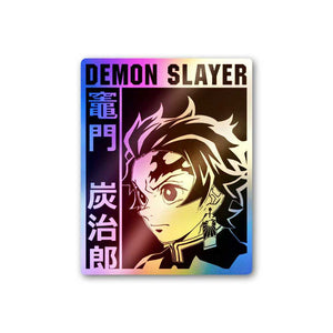 Demon Slayer Tanjro Holographic Sticker waterproof vinyl decal for laptop, bike, car & bottle