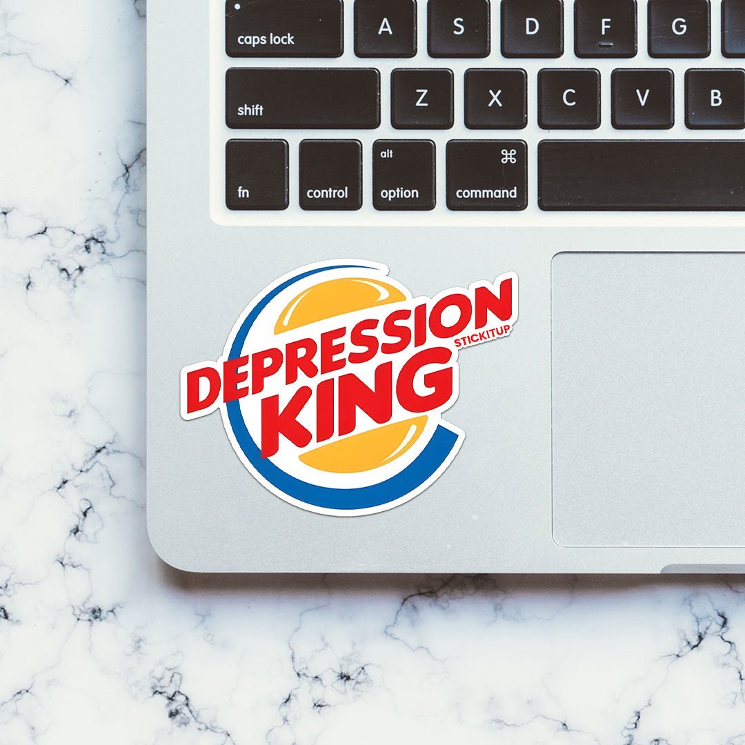 DEPRESSION KING Sticker waterproof vinyl decal for laptop, bike, car & bottle