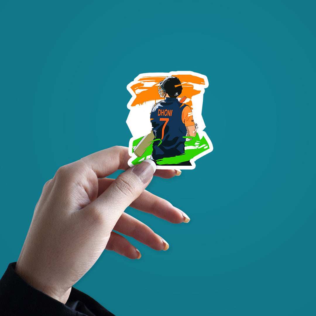 Dhoni Stickers waterproof vinyl decal for laptop, bike, car & bottle