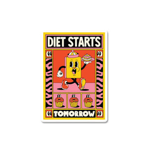 Diet Starts Tomorrow Sticker waterproof vinyl decal for laptop, bike, car & bottle