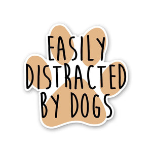 Distracted By Dog Sticker waterproof vinyl decal for laptop, bike, car & bottle