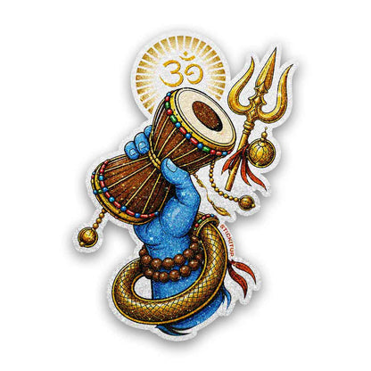 Divine Damru Hand Glitter Sticker - Glitter Stickers | STICK IT UP