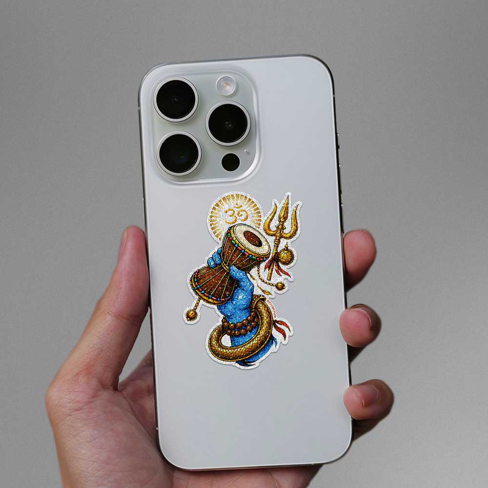 Divine Damru Hand Glitter Sticker - Glitter Stickers | STICK IT UP