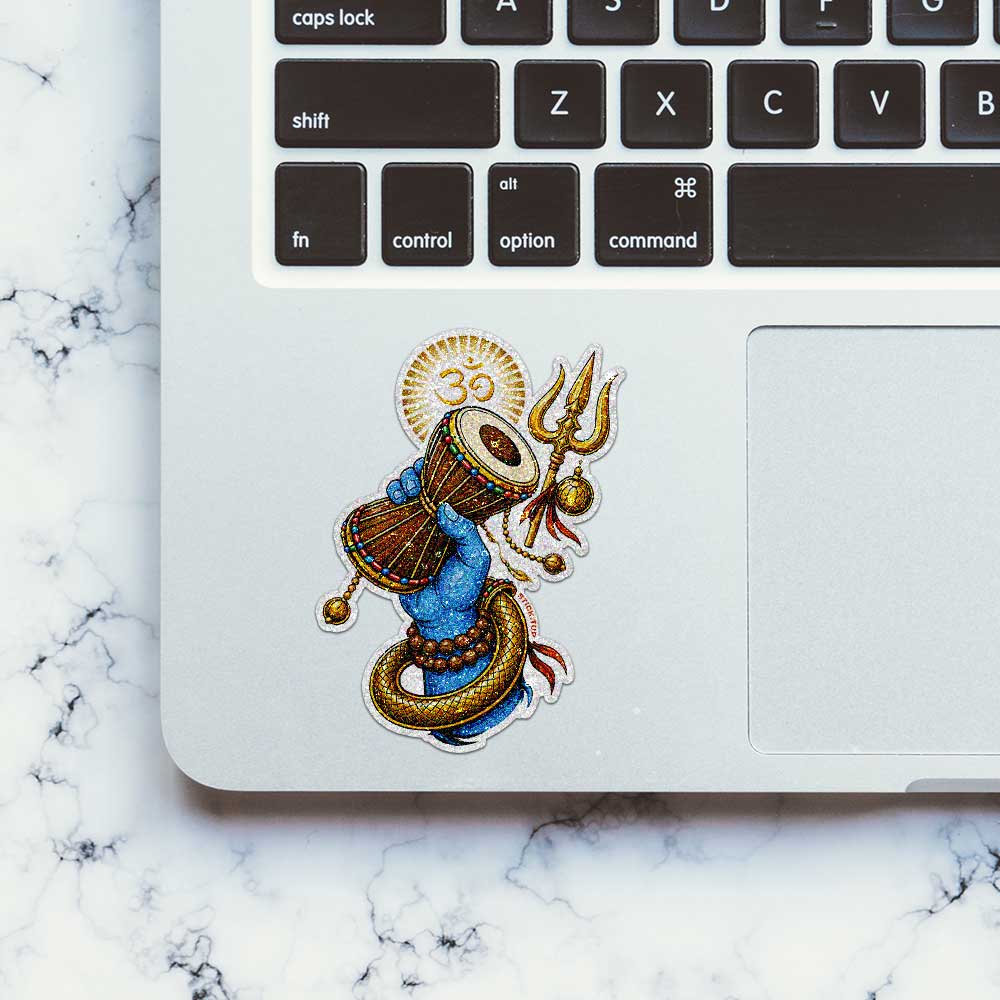 Divine Damru Hand Glitter Sticker - Glitter Stickers | STICK IT UP