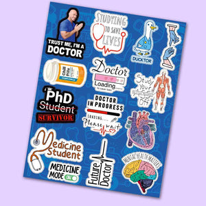 Docter mini sticker sheet waterproof vinyl decal for laptop, bike, car & bottle