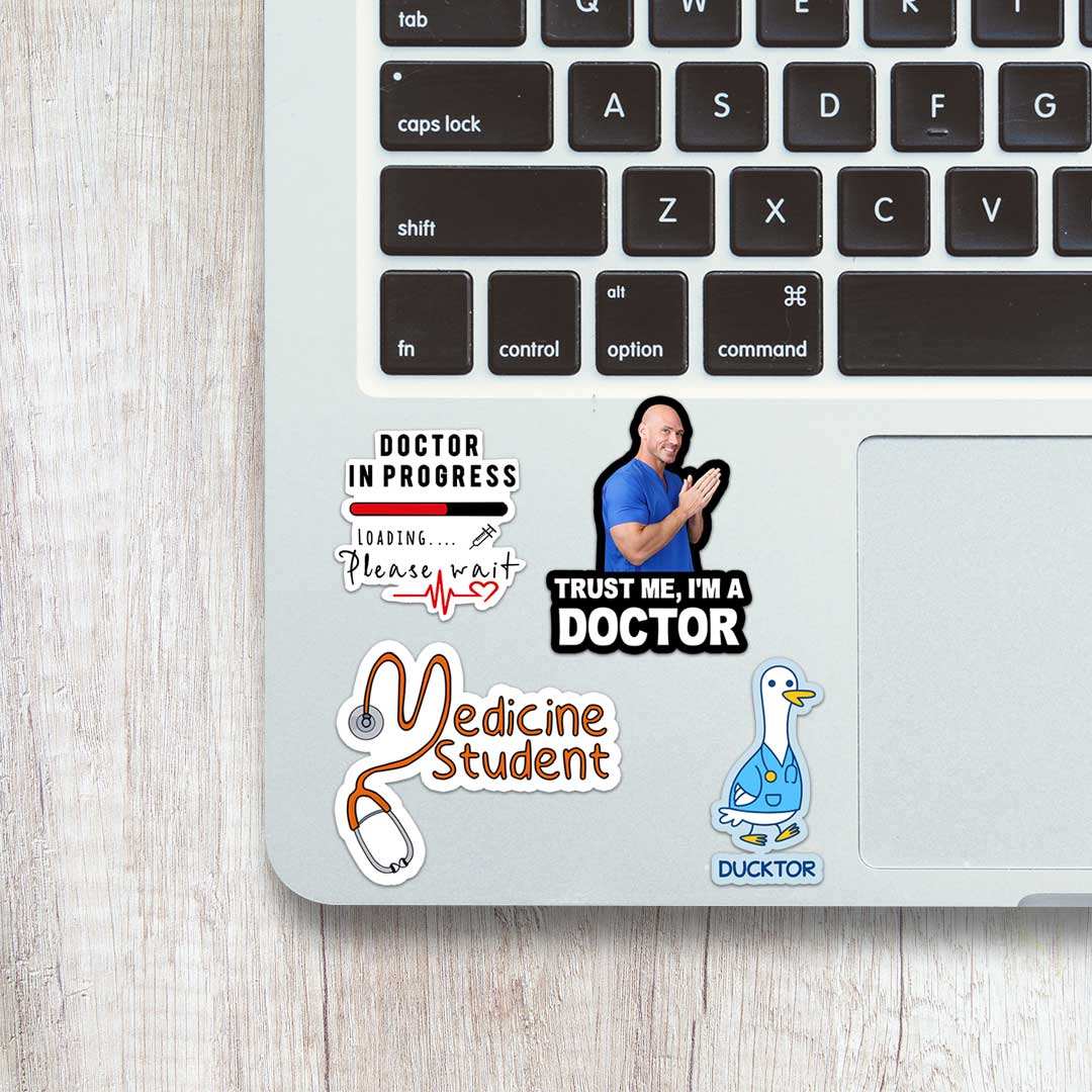 Docter mini sticker sheet waterproof vinyl decal for laptop, bike, car & bottle