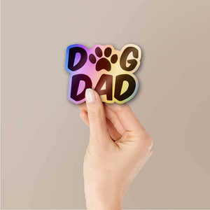 Dog Dad Holographic Sticker waterproof vinyl decal for laptop, bike, car & bottle