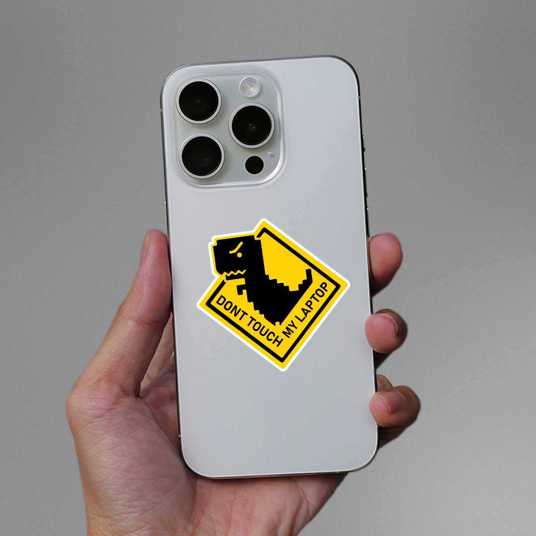 Dont Touch My Laptop Dino Sticker waterproof vinyl decal for laptop, bike, car & bottle