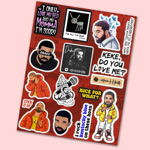 Drake mini sticker sheet waterproof vinyl decal for laptop, bike, car & bottle