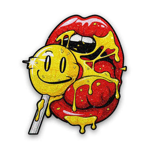 Dripping Lips Skull Lollipop Glitter Sticker - Glitter Stickers | STICK IT UP