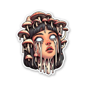 Drippy Mashroom Girl Sticker waterproof vinyl decal for laptop, bike, car & bottle