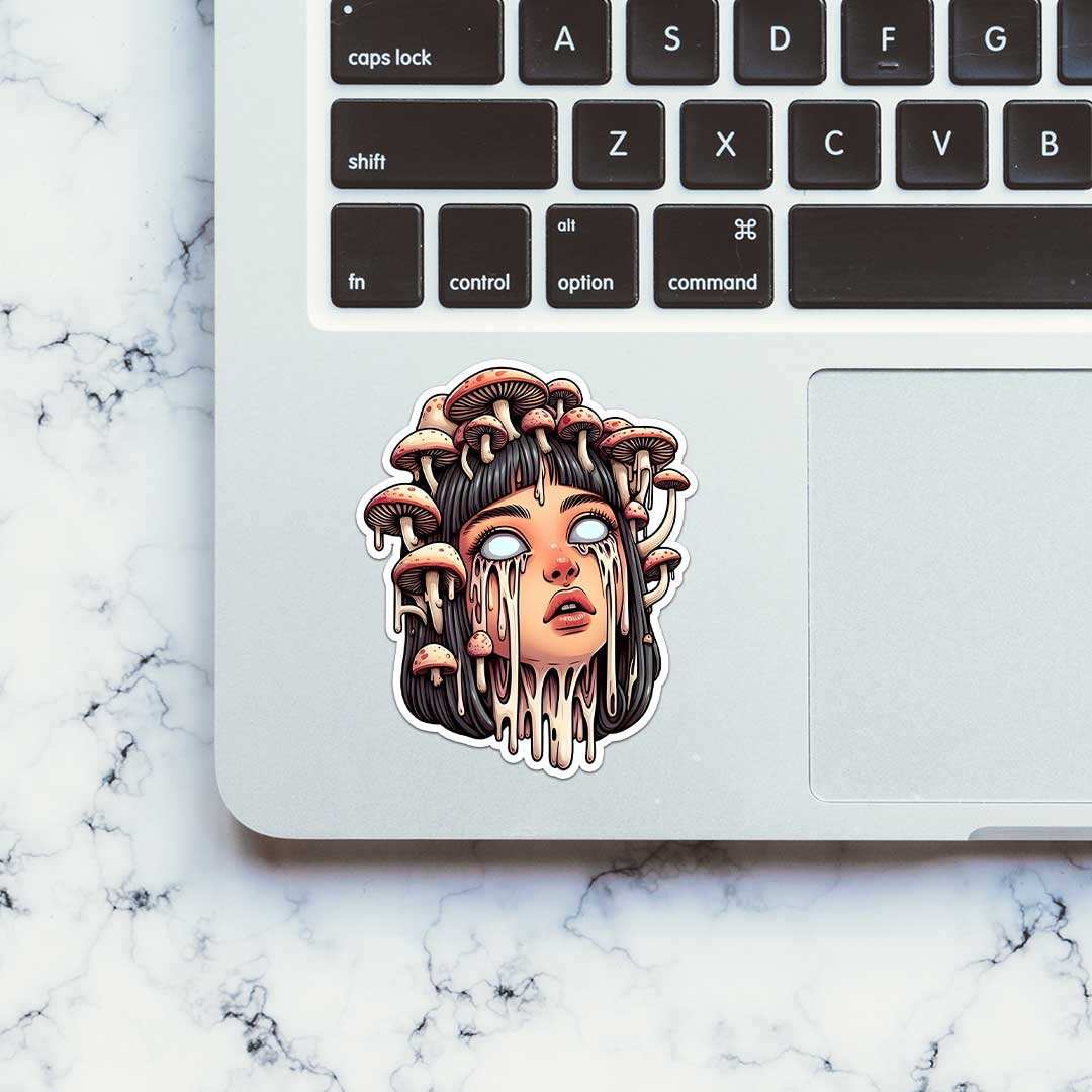 Drippy Mashroom Girl Sticker waterproof vinyl decal for laptop, bike, car & bottle