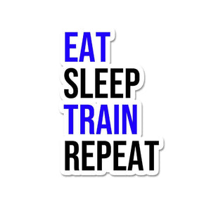 Eat Sleep Train Repeat Sticker waterproof vinyl decal for laptop, bike, car & bottle