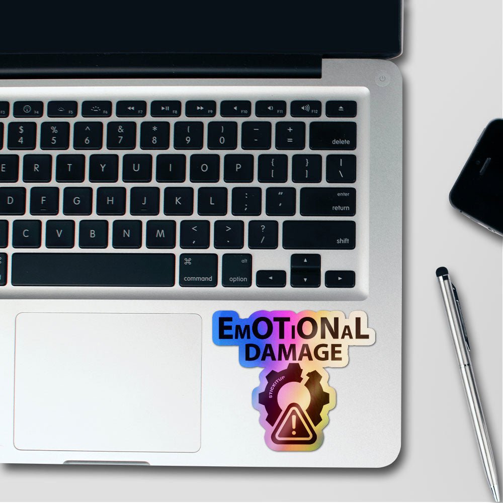 Emotional Damage Holographic Stickers waterproof vinyl decal for laptop, bike, car & bottle