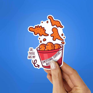 Emotional Support Nuggets Sticker waterproof vinyl decal for laptop, bike, car & bottle