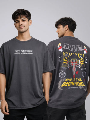 END IS THE BEGINNING OVERSIZED T - SHIRT - STICK IT UP
