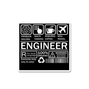 Engineer Sticker waterproof vinyl decal for laptop, bike, car & bottle