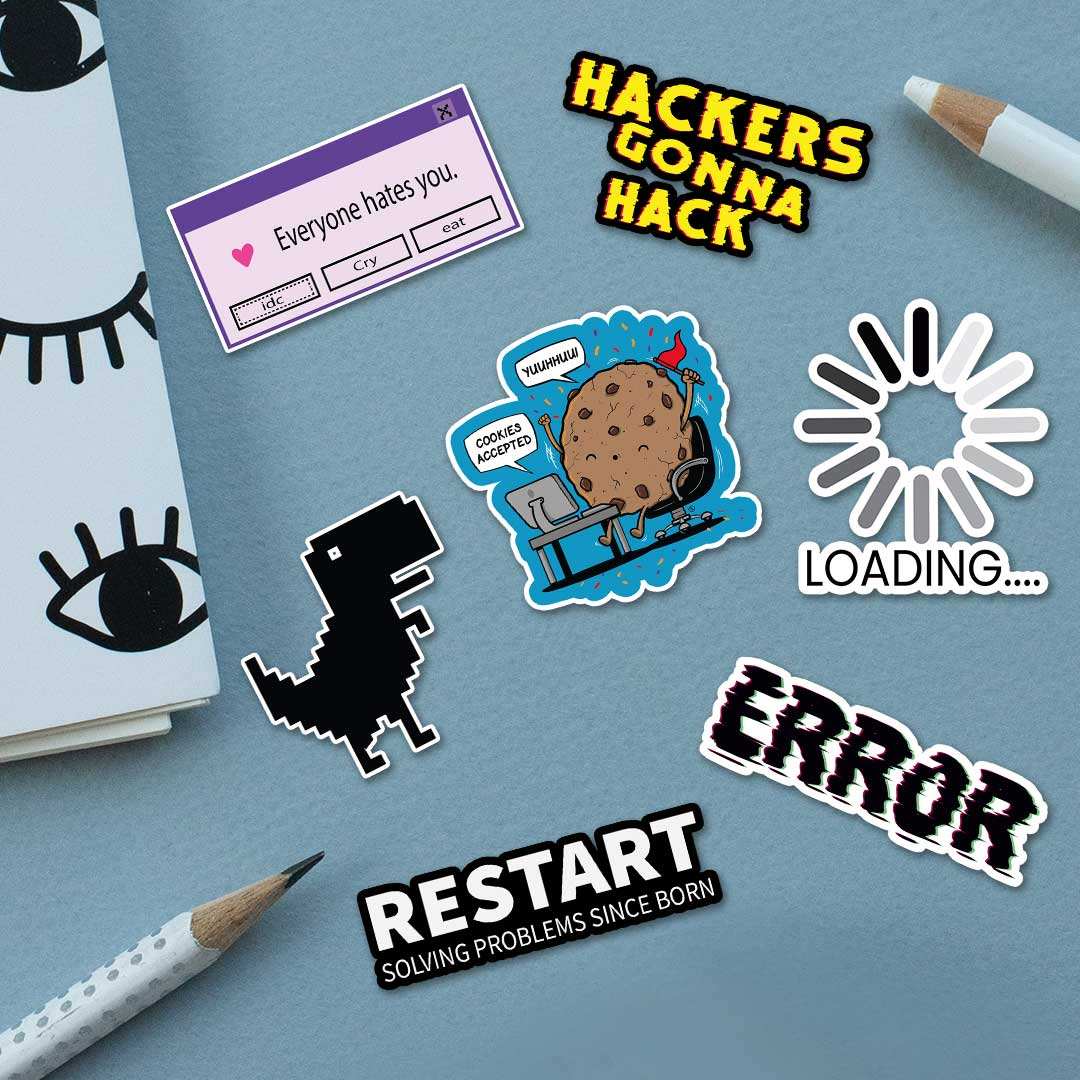 Error Sticker Packs [50 sticker] waterproof vinyl decal for laptop, bike, car & bottle