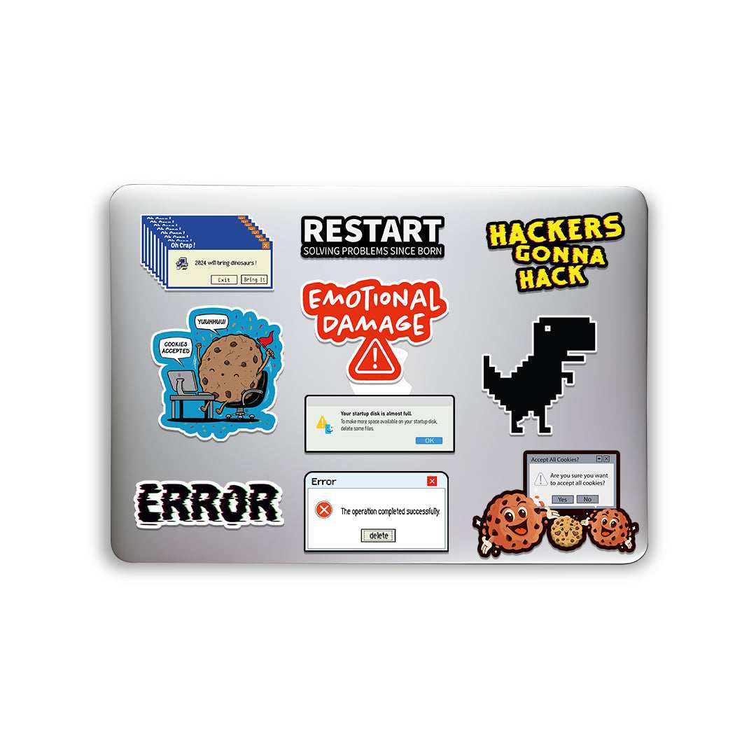 Error Sticker Packs [50 sticker] waterproof vinyl decal for laptop, bike, car & bottle