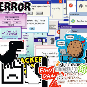 Error Sticker Packs [50 sticker] waterproof vinyl decal for laptop, bike, car & bottle