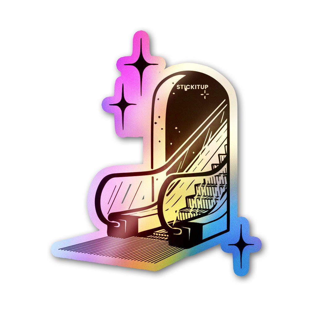 Escalator To The Stars Holographic Stickers waterproof vinyl decal for laptop, bike, car & bottle