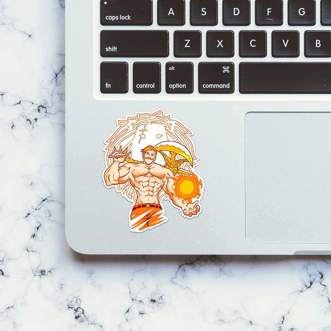 Escanor Sticker waterproof vinyl decal for laptop, bike, car & bottle