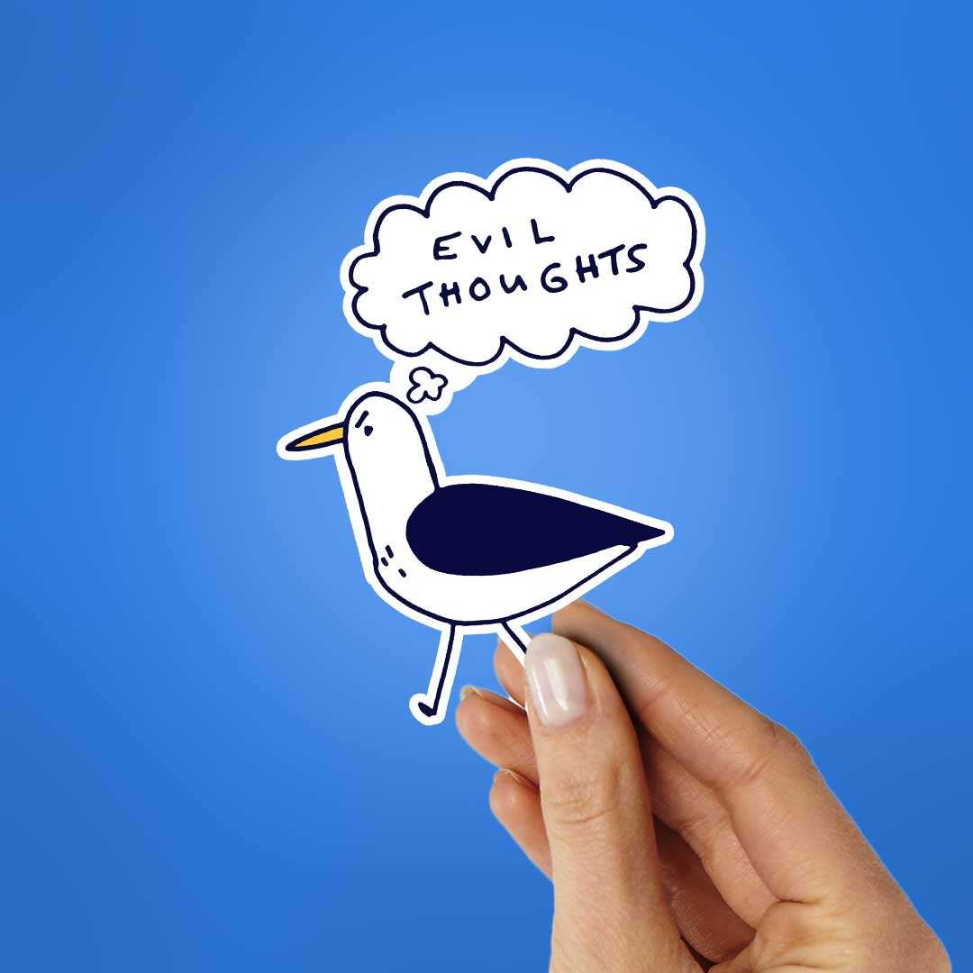 Evil Thoughts Sticker waterproof vinyl decal for laptop, bike, car & bottle