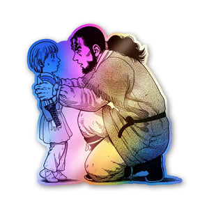 Father Daughter Sketch Holographic Stickers - Holographic stickers | STICK IT UP