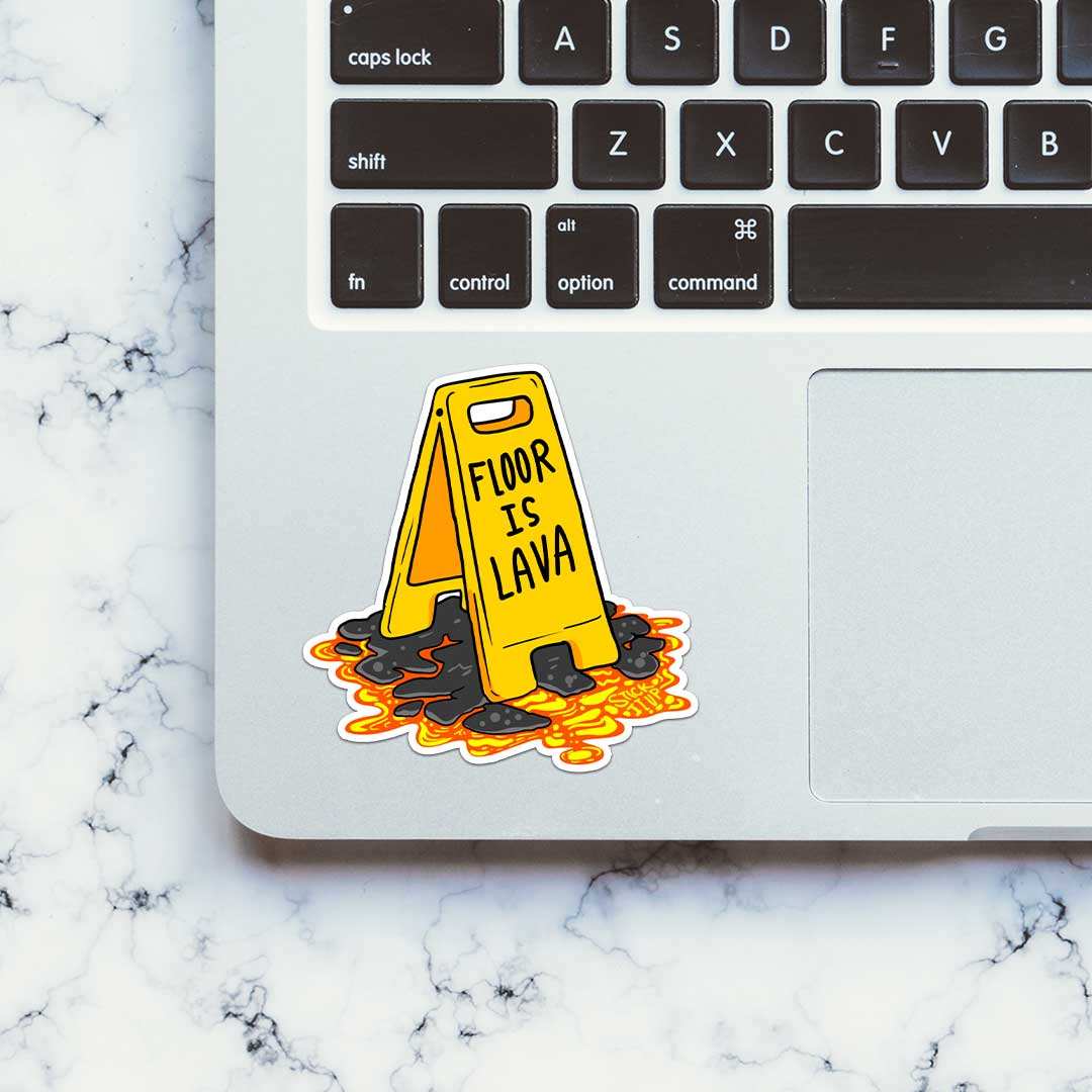 Floor Is Lava Sticker waterproof vinyl decal for laptop, bike, car & bottle