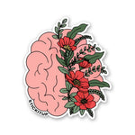 Floral Brain Sticker waterproof vinyl decal for laptop, bike, car & bottle