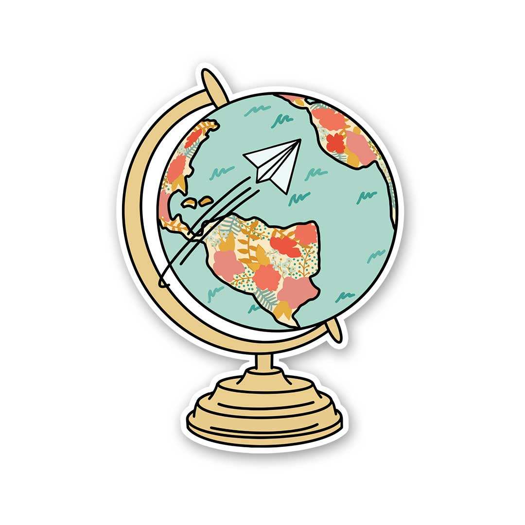 Floral World Map Sticker - STICK IT UP