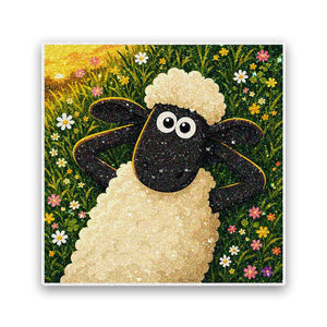 Flower Field Sheep Glitter Sticker - Glitter Stickers | STICK IT UP