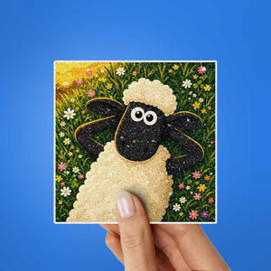 Flower Field Sheep Glitter Sticker - Glitter Stickers | STICK IT UP