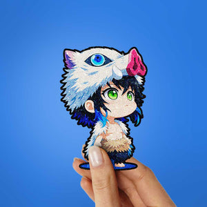 Fluffy White Chibi Warrior Glitter Sticker - Glitter Stickers | STICK IT UP