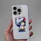 Fluffy White Chibi Warrior Glitter Sticker