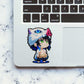 Fluffy White Chibi Warrior Glitter Sticker