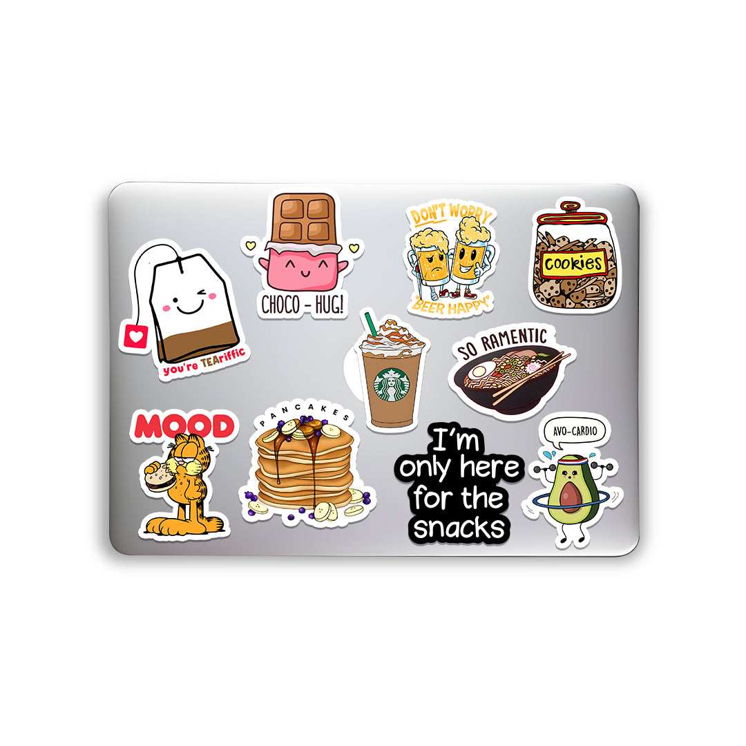 Food Sticker Packs [50 sticker] waterproof vinyl decal for laptop, bike, car & bottle
