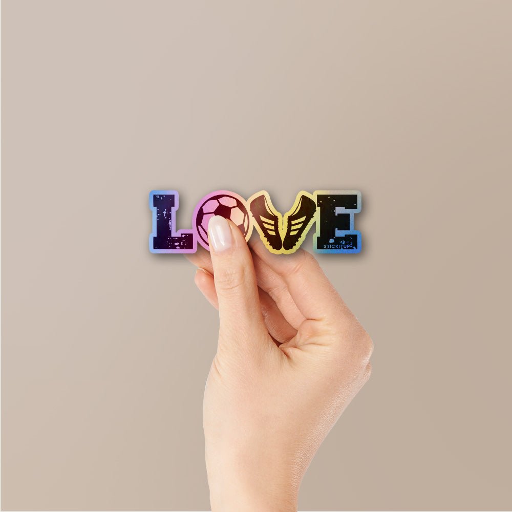Football Love Holographic Stickers waterproof vinyl decal for laptop, bike, car & bottle