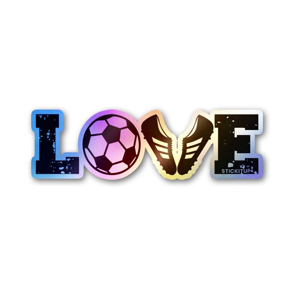Football Love Holographic Stickers waterproof vinyl decal for laptop, bike, car & bottle