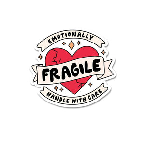 Fragile Handle With Care Sticker waterproof vinyl decal for laptop, bike, car & bottle