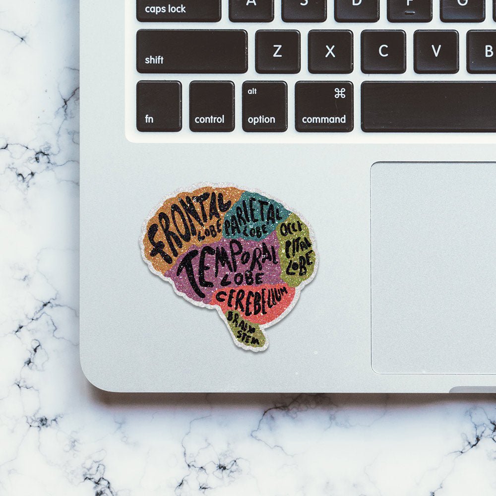 Frontal Temporal Glitter Sticker waterproof vinyl decal for laptop, bike, car & bottle