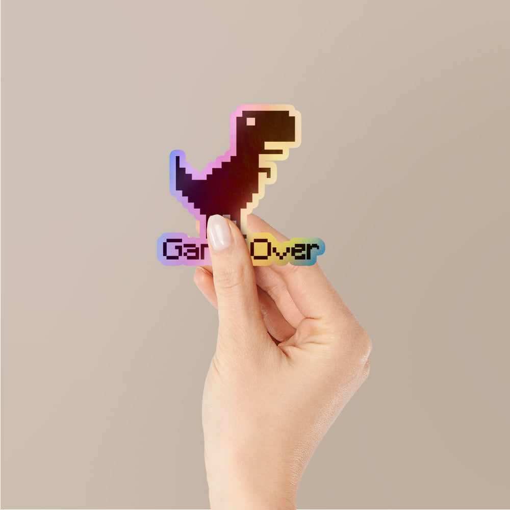 Game Over Holographic Stickers waterproof vinyl decal for laptop, bike, car & bottle