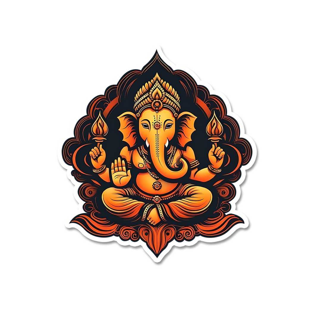 Ganpati Bappa Sticker waterproof vinyl decal for laptop, bike, car & bottle