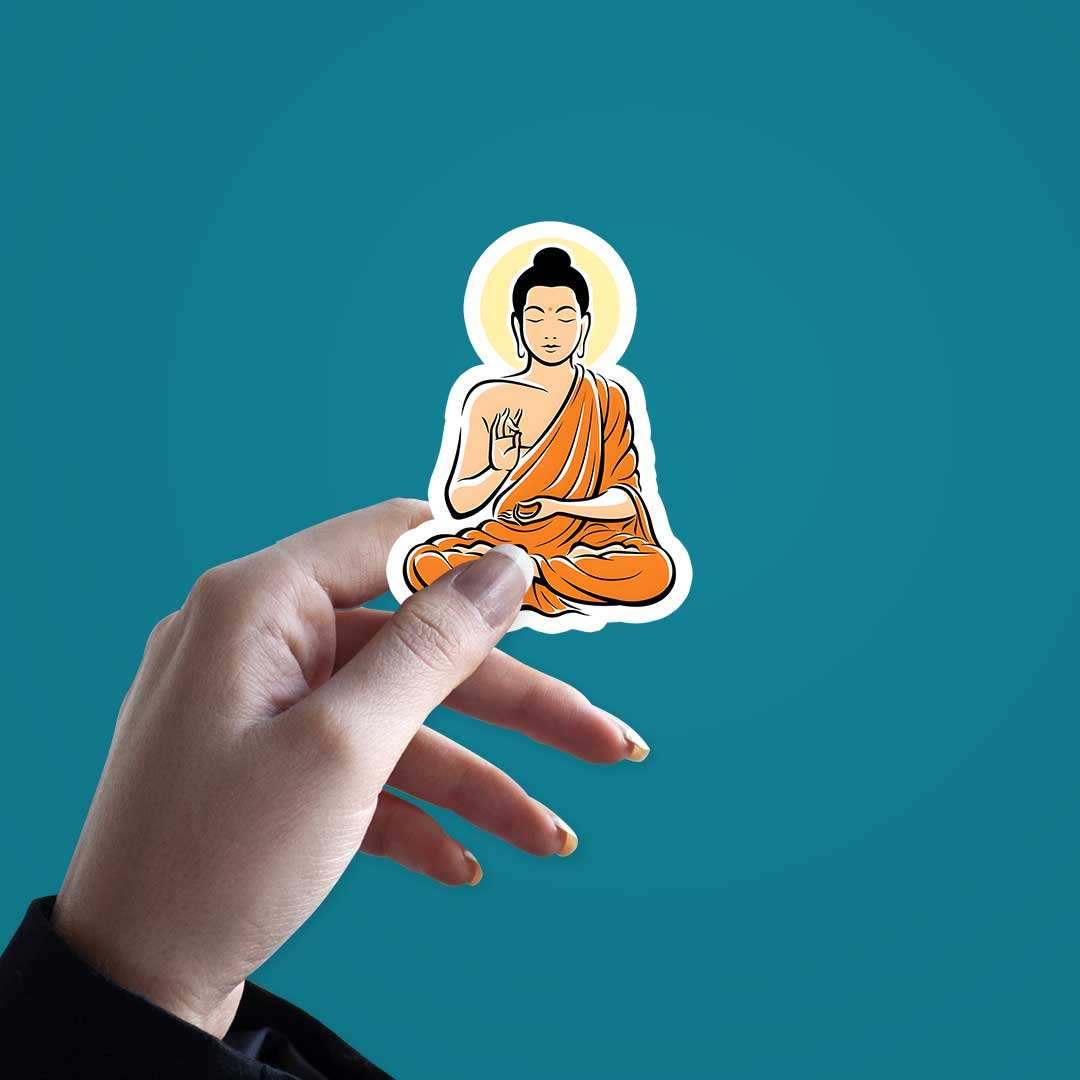 Gautam Buddha Sticker waterproof vinyl decal for laptop, bike, car & bottle
