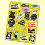 Gemini Mini Stickers Sheet waterproof vinyl decal for laptop, bike, car & bottle