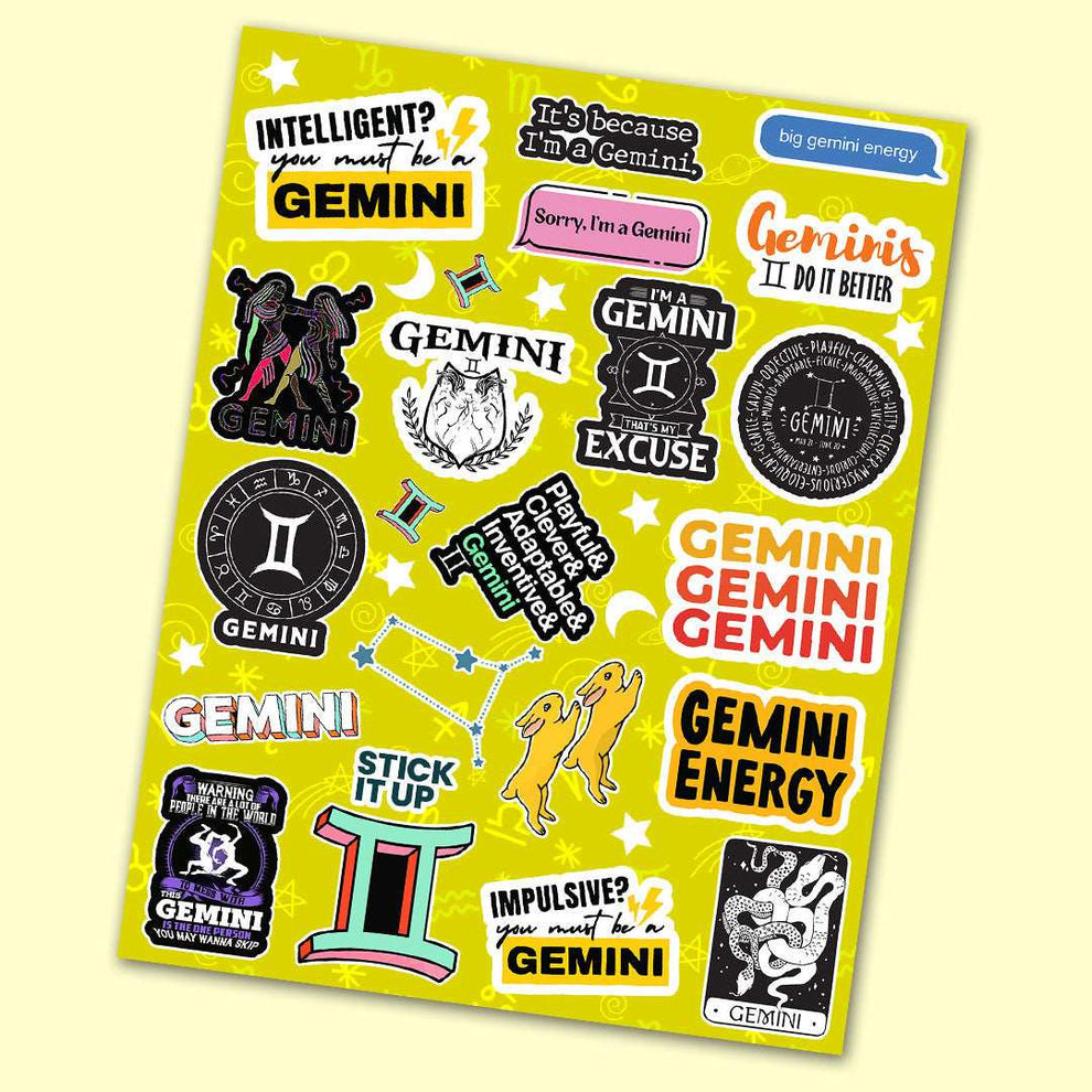 Buy Gemini Mini Stickers Sheet Online | Premium Waterproof Vinyl ...