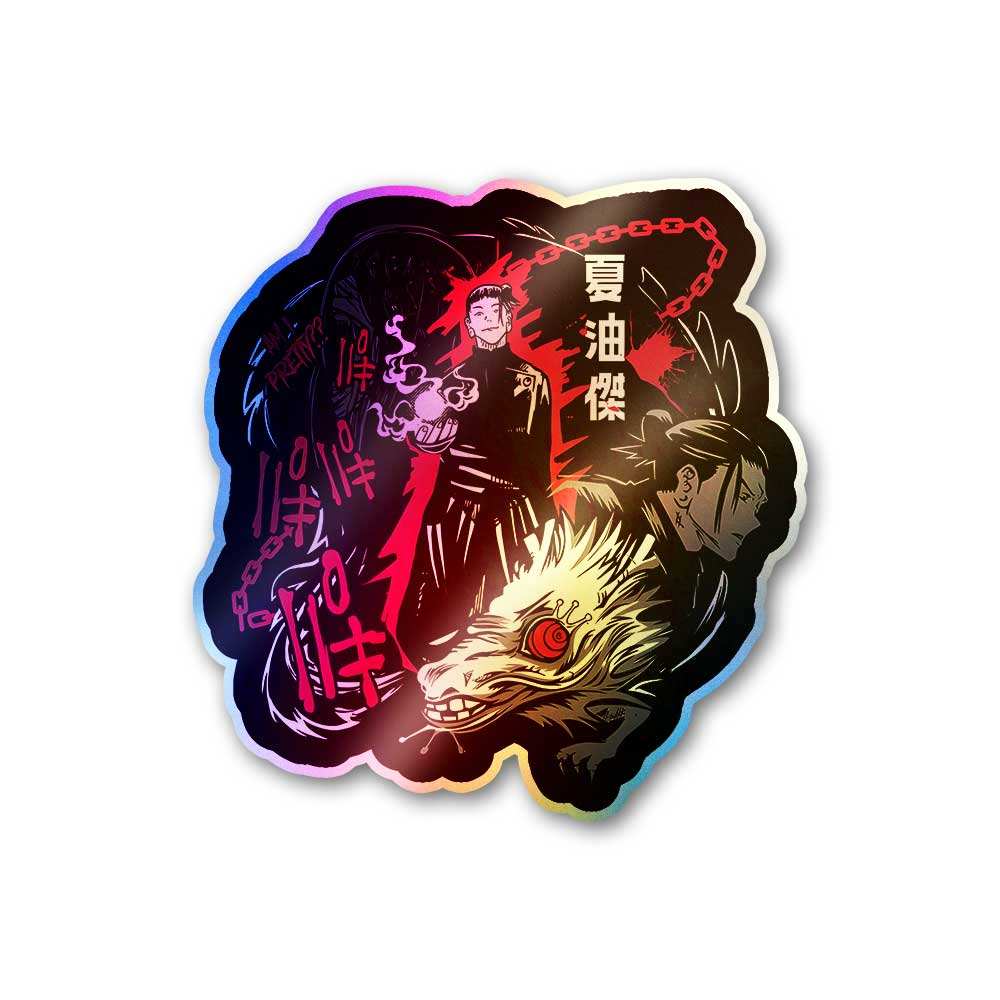 Geto Cursed Spirit Manipulator Holographic Sticker waterproof vinyl decal for laptop, bike, car & bottle