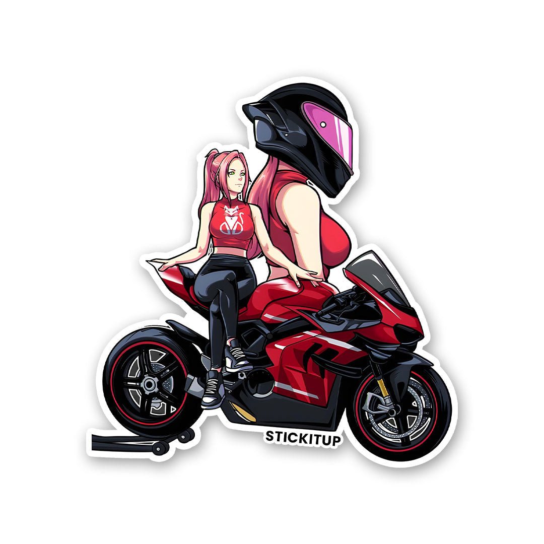 GIRL BIKE Sticker waterproof vinyl decal for laptop, bike, car & bottle