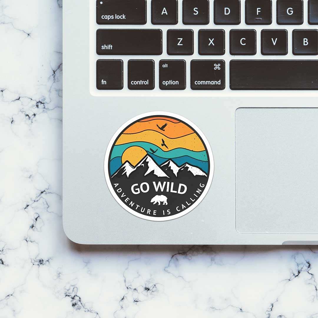 Go Wild Adventure Is Calling Sticker waterproof vinyl decal for laptop, bike, car & bottle