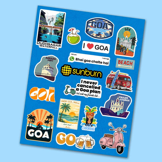 Goa Sticker Sheet waterproof vinyl decal for laptop, bike, car & bottle